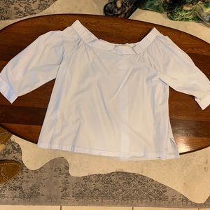 Seersucker off the shoulder blouse